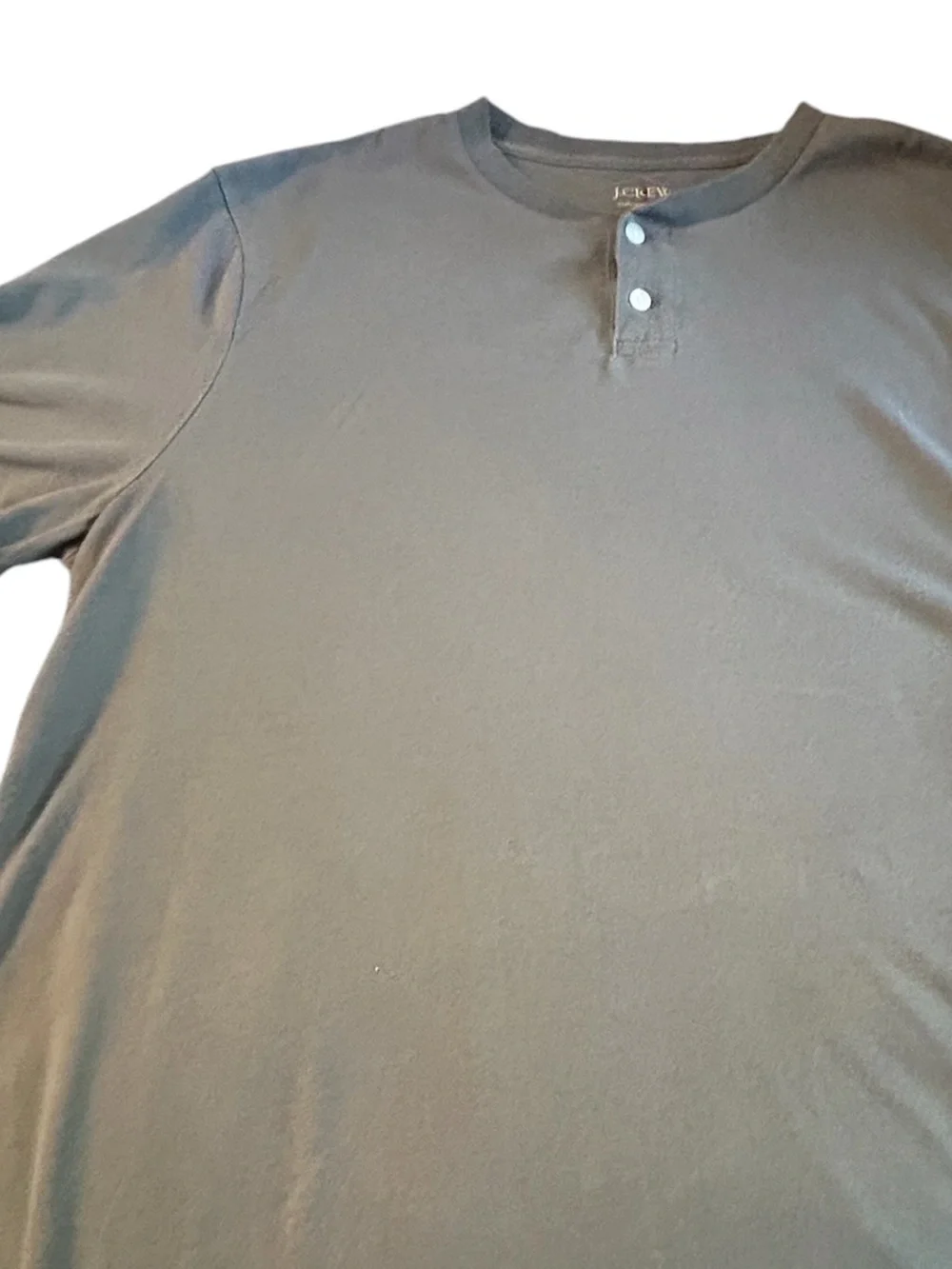 J. Crew Men's Suede Jersey Henley Short Sleeve Gray Crewneck SZ L EUC Casual